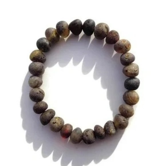 Real Raw BALTIC Amber Bracelet 5-8 mm Beads, Unpolished Natural Amber Bracelet - Picture 2 of 6